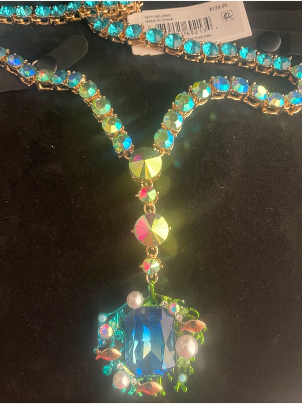 Betsey Johnson Mermaid Jewels Blue Crystal Rhinestone Sealife Y
Drop Necklace - Picture 5 of 6